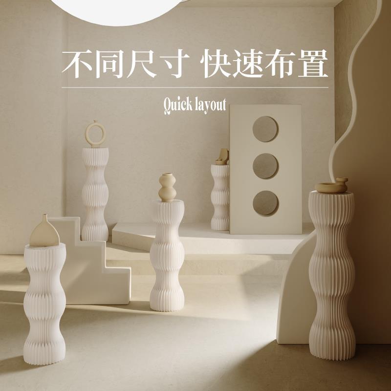 青美展架展示架圆柱展台展会商用门店橱窗展示创意货架落地置物