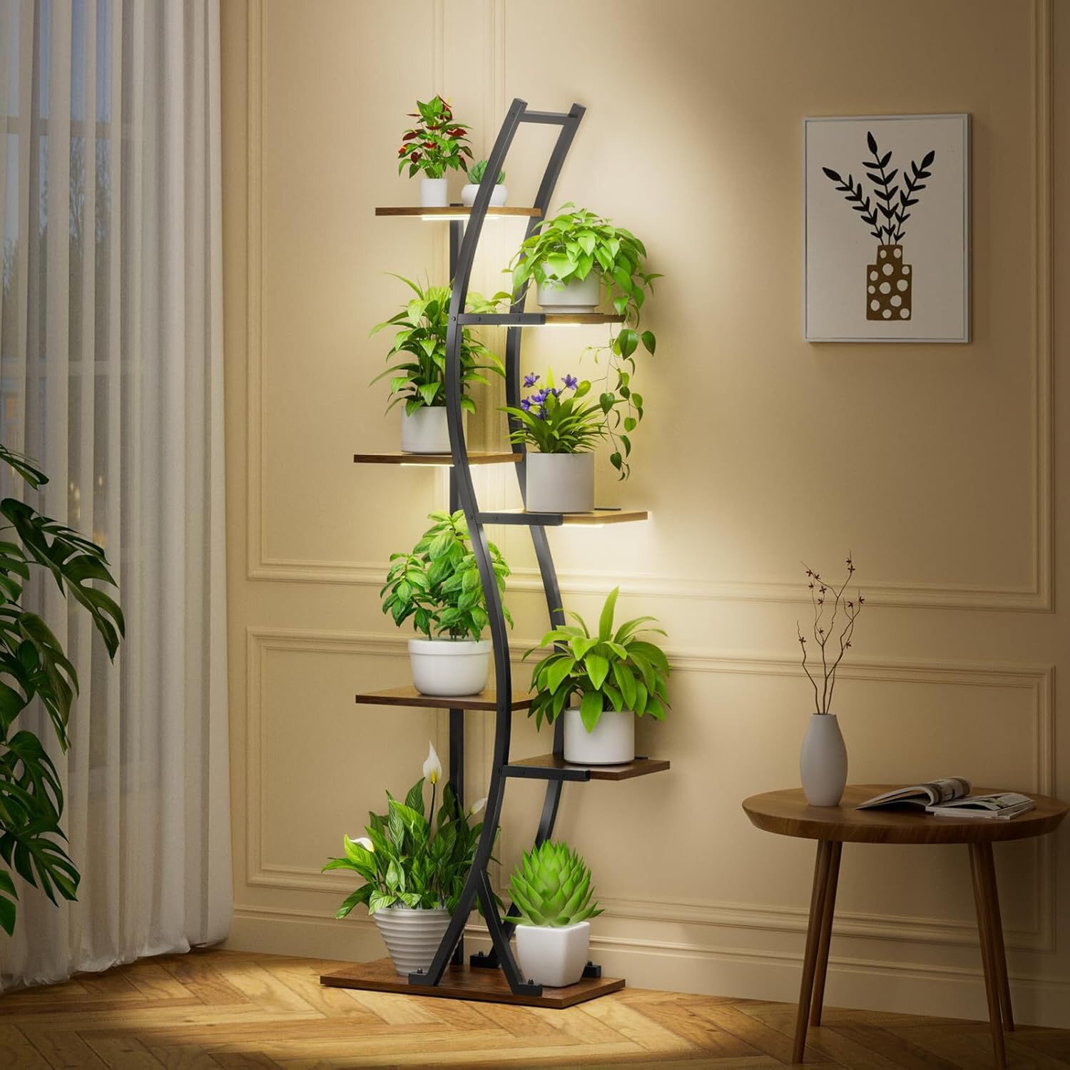 跨境室内植物支架多层金属植物架搁板室内植物展示架室内花卉展示
