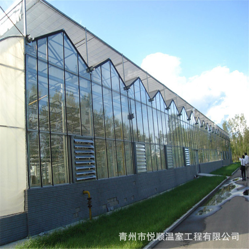 文洛型连栋玻璃温室农业蔬菜花卉大棚工程智能玻璃骨架花园园林