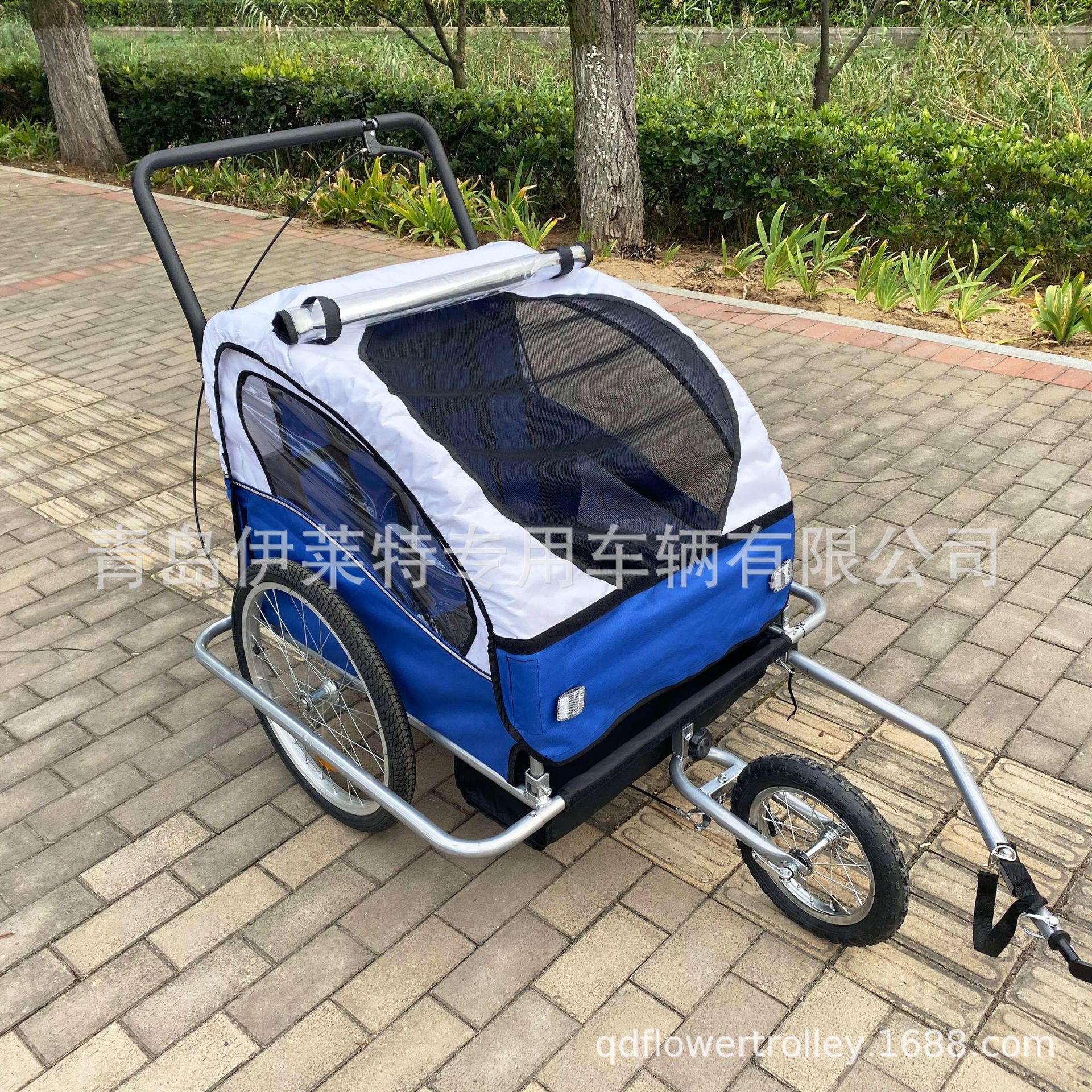厂家推荐亲子双人宠物拖车，折叠车户外徒步野营减震自行车拖车