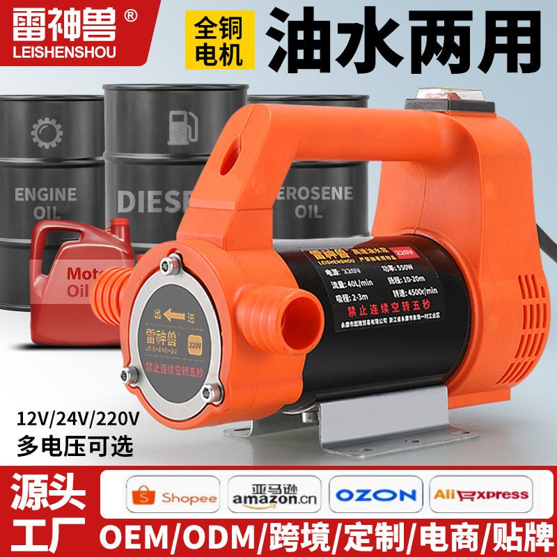 跨境油水两用泵电动柴油泵直流抽水泵12V24V220V小型抽油机抽水泵