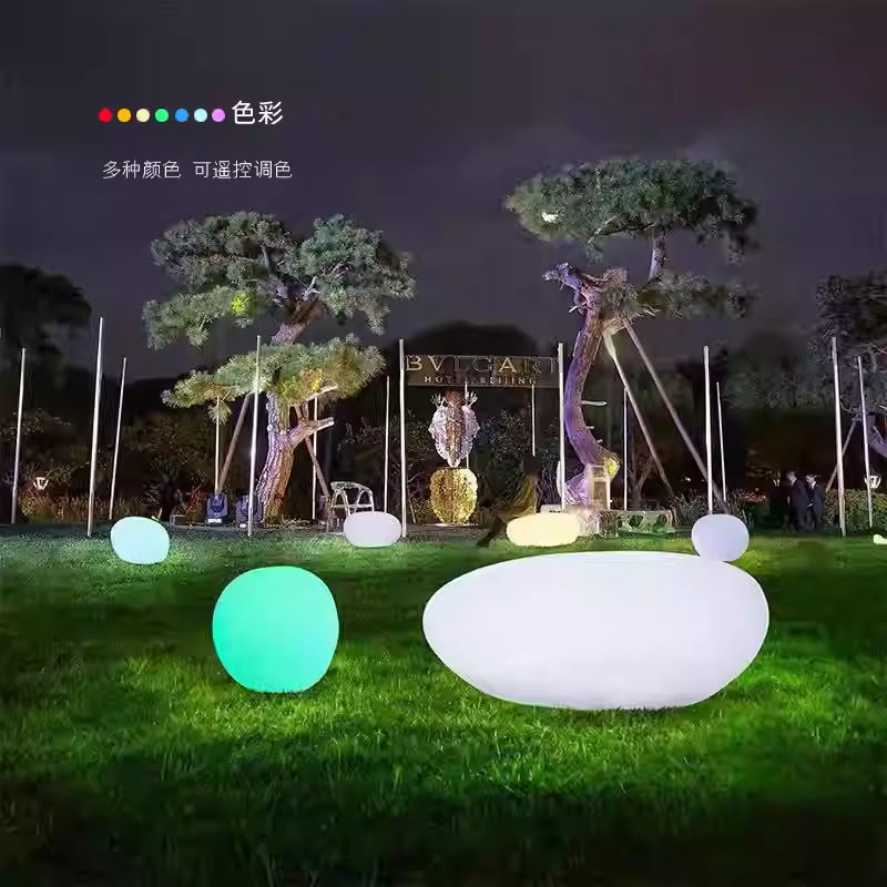 太阳能石头灯户外庭院灯草坪灯鹅卵石灯防水大石头凳灯led灯