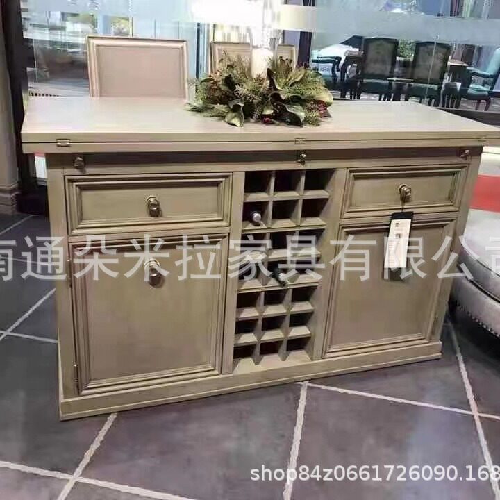 美式简约实木餐边柜酒柜隔断