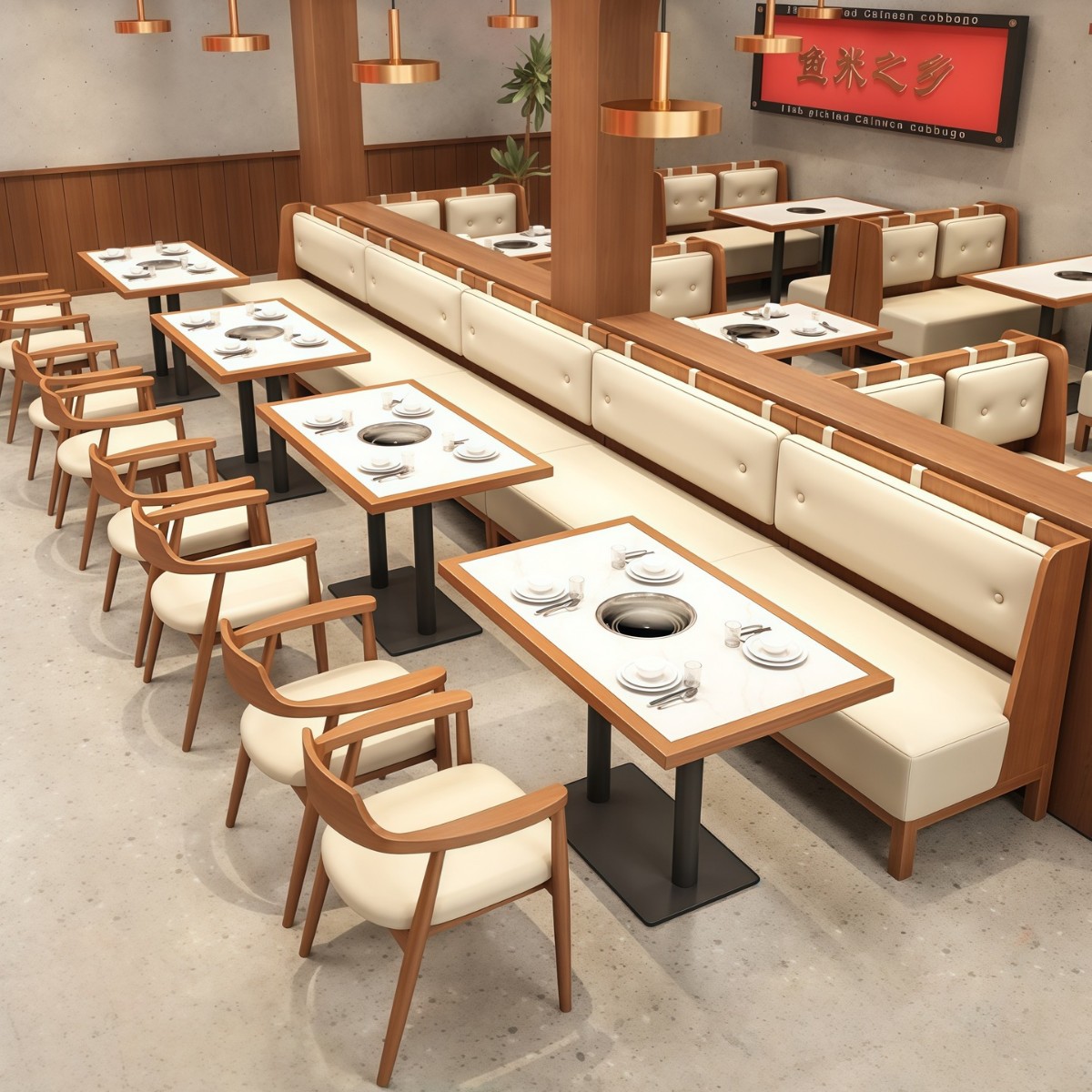 主题餐厅火锅店桌椅沙发茶餐厅烤鱼餐厅茶楼卡座餐饮饭店桌椅套装