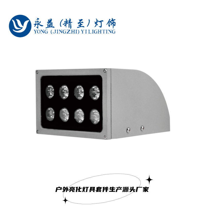 16W30W48W户外防水LED小壁虎单向壁灯外壳套件 单头壁灯配件厂家