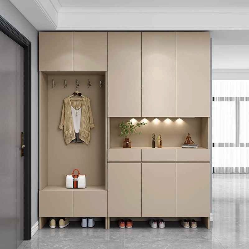 实木鞋柜家用门口一体靠墙坐凳衣帽柜可坐式入户门厅玄关柜