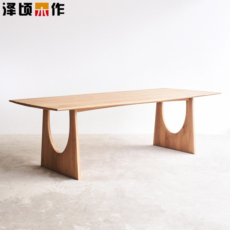 全实木日式餐桌白橡木美国黑胡桃木樱桃木长方形桌客厅工作台