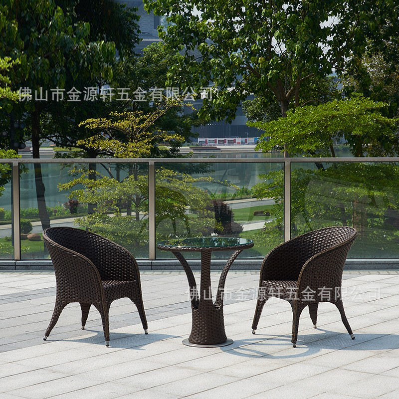 厂家直供藤艺餐桌椅现代酒店休闲藤编一桌四椅餐桌椅组合编藤桌