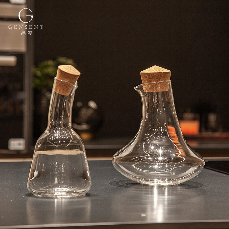 晶淳 现代极简风带瓶塞冷水壶 醒酒器玻璃酒壶家用 客厅餐桌摆件