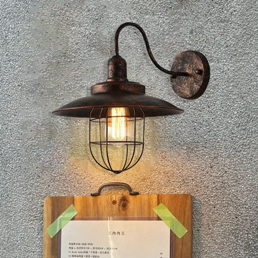 美式复古工业风餐厅咖啡店装饰壁灯酒馆餐吧卡座个性做旧多色壁灯