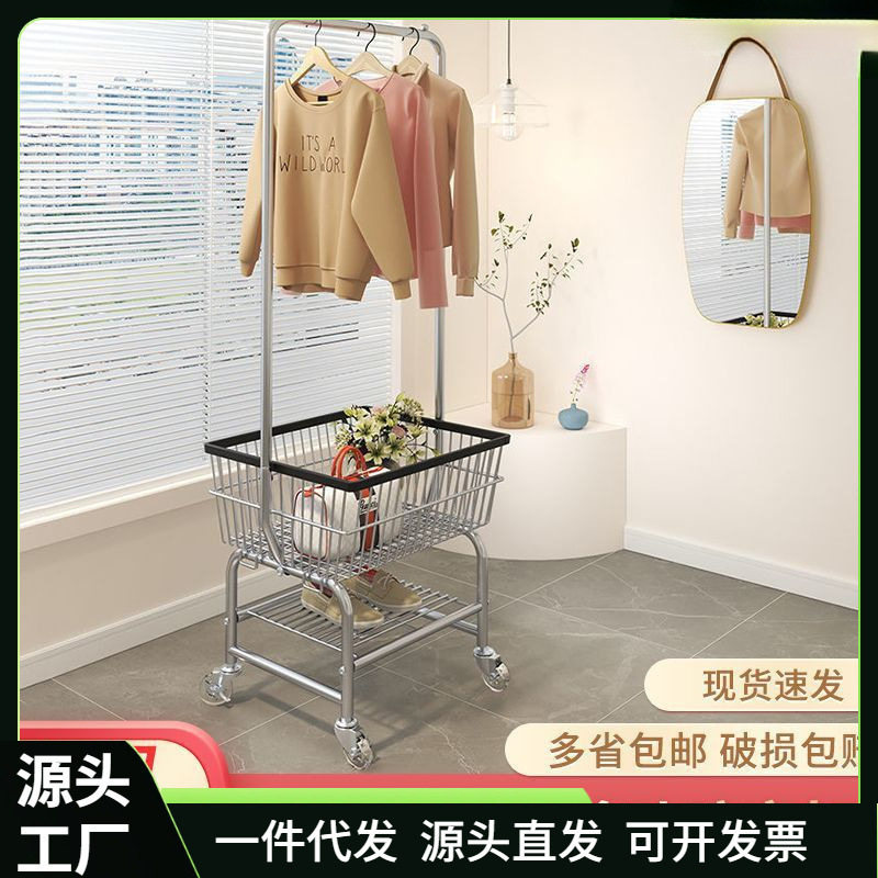 可移动加厚推车落地衣帽架收纳