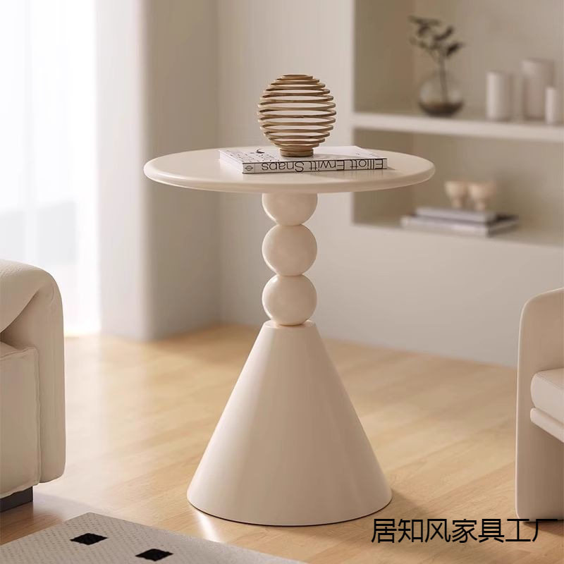 奶油北欧铁艺圆形小户型茶几