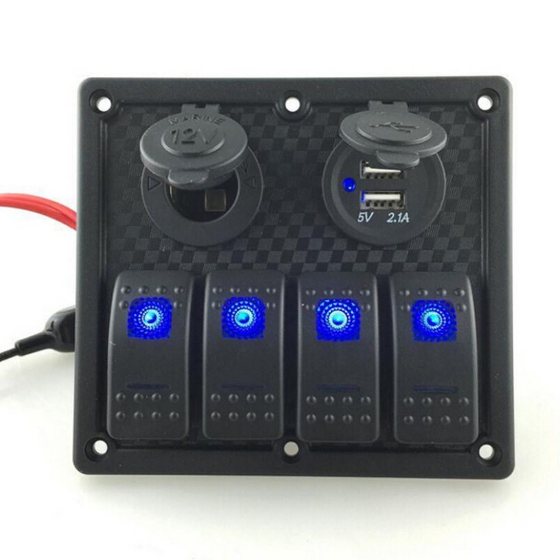 4组蓝色LED指示灯3.1A双USB
