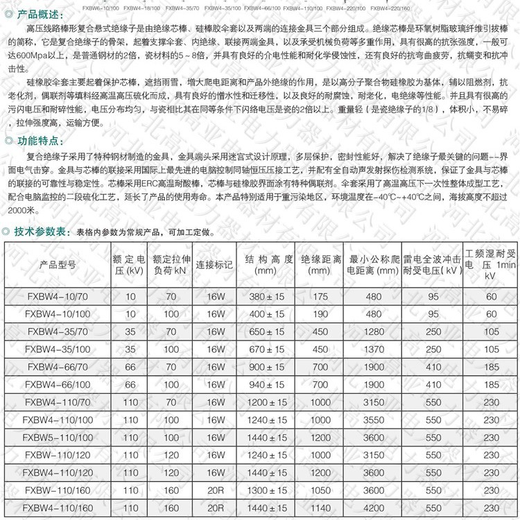 FXBW5-330/120 FXBW4-500/100 棒形悬式复合绝缘子 厂家直供