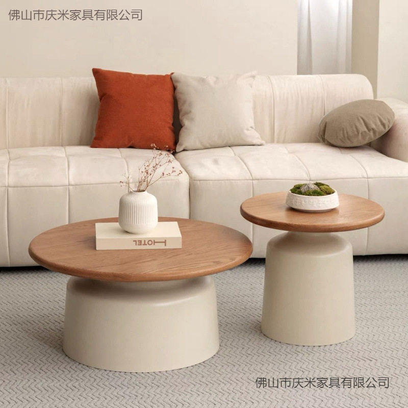 奶油风公寓茶几客厅家用小户型简约网红铁艺圆形马提尼民宿茶几