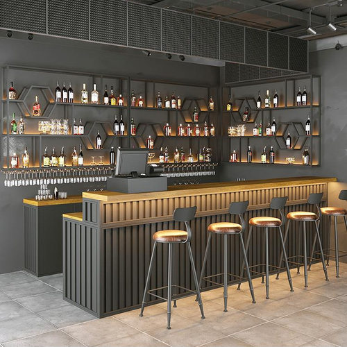 工业风台球厅接待台酒吧吧台桌收银台饭店转角烧烤餐饮火锅店前台