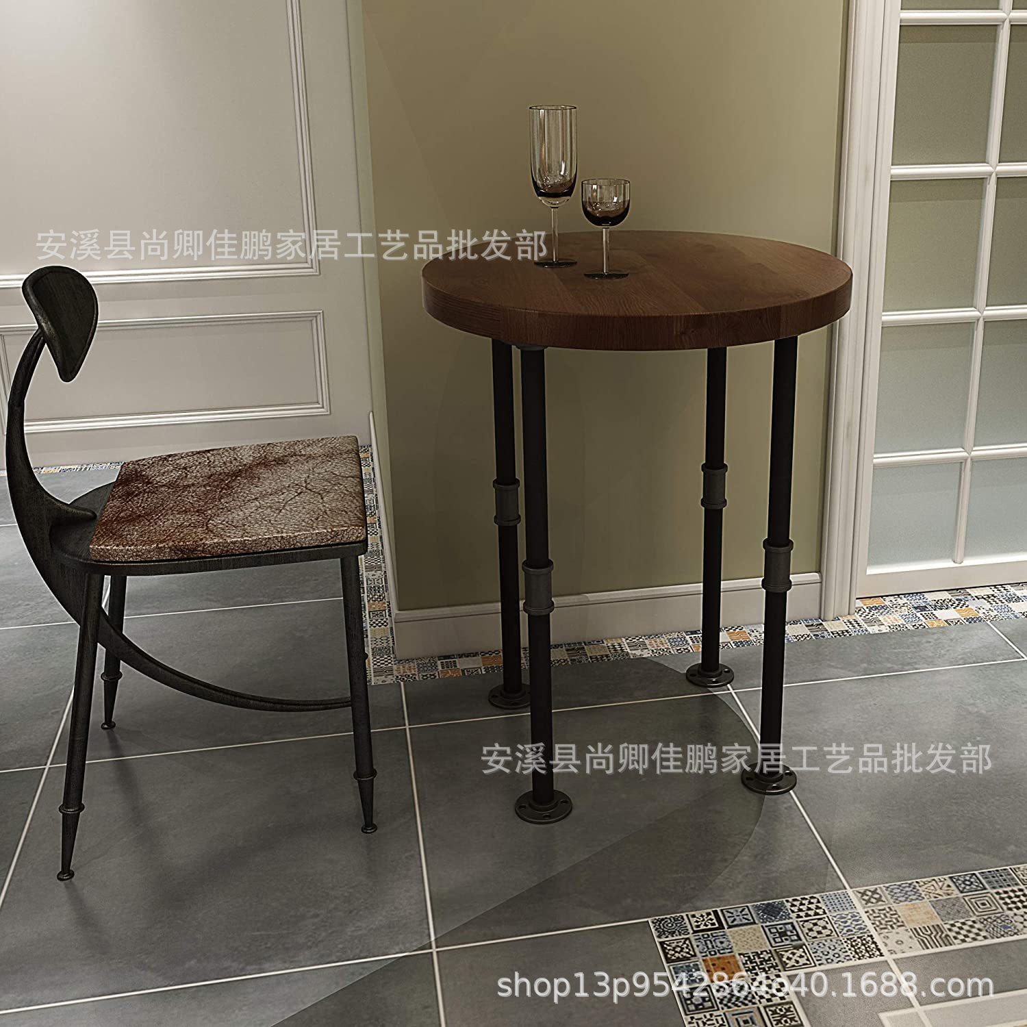 复古餐桌工业管桌腿套装咖啡桌和茶几书桌头柜用铁底座腿