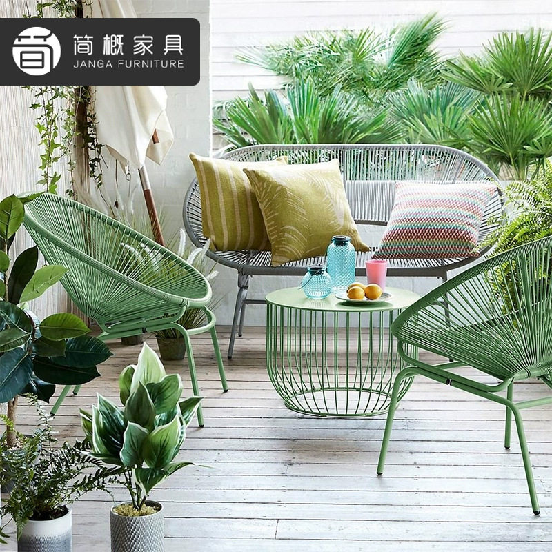 别墅花园桌椅三件套休闲庭院露台藤椅茶几组合露天网红民宿桌椅