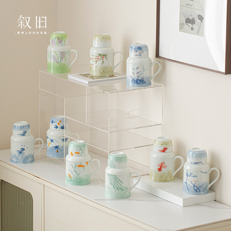叙旧 手绘焖茶壶陶瓷大容量凉水壶带盖一壶一杯家用泡茶喝茶杯子