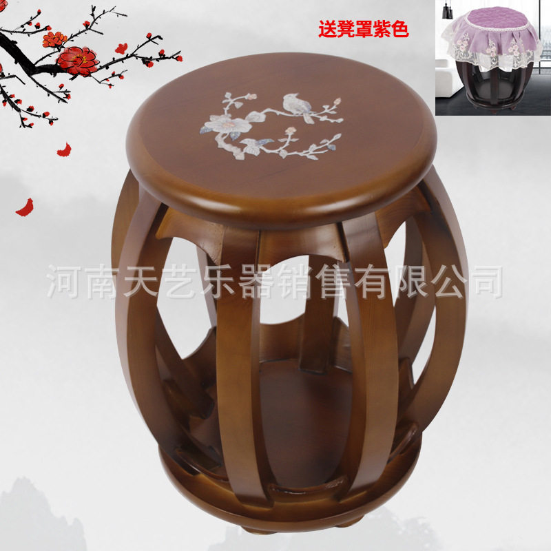 古筝圆凳古筝凳子实木古筝圆凳素面款印花款古筝琴凳结实耐用