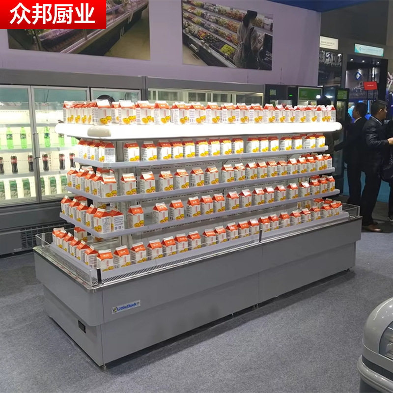环形风幕柜环岛柜迷你环岛保鲜柜果蔬环岛风幕柜展示柜四面冷藏柜