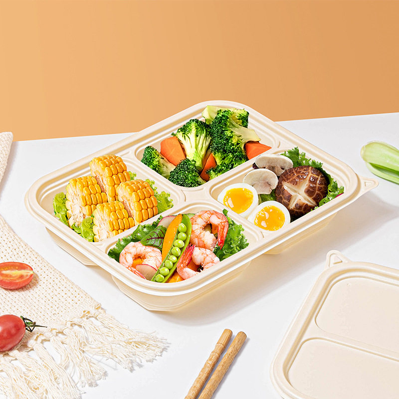 赛卓 可降解一次性餐盒玉米淀四格粉打包盒食品级外卖快餐盒批发