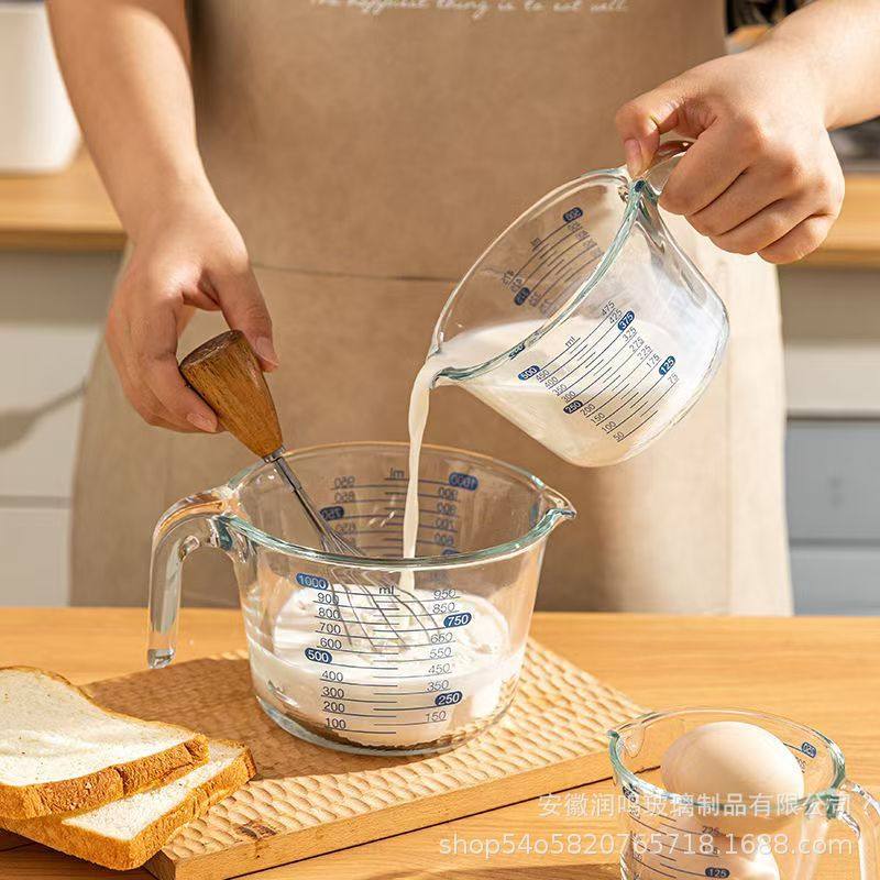 高硼玻璃量杯带刻度厨房家用耐高温食品级烘焙用微波炉加热牛奶杯