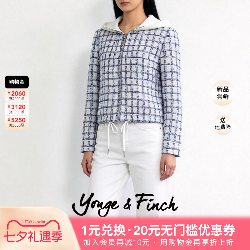 YongeFinch扬芬缇2026春季新款小香风千鸟格长袖短女外套TARRCY