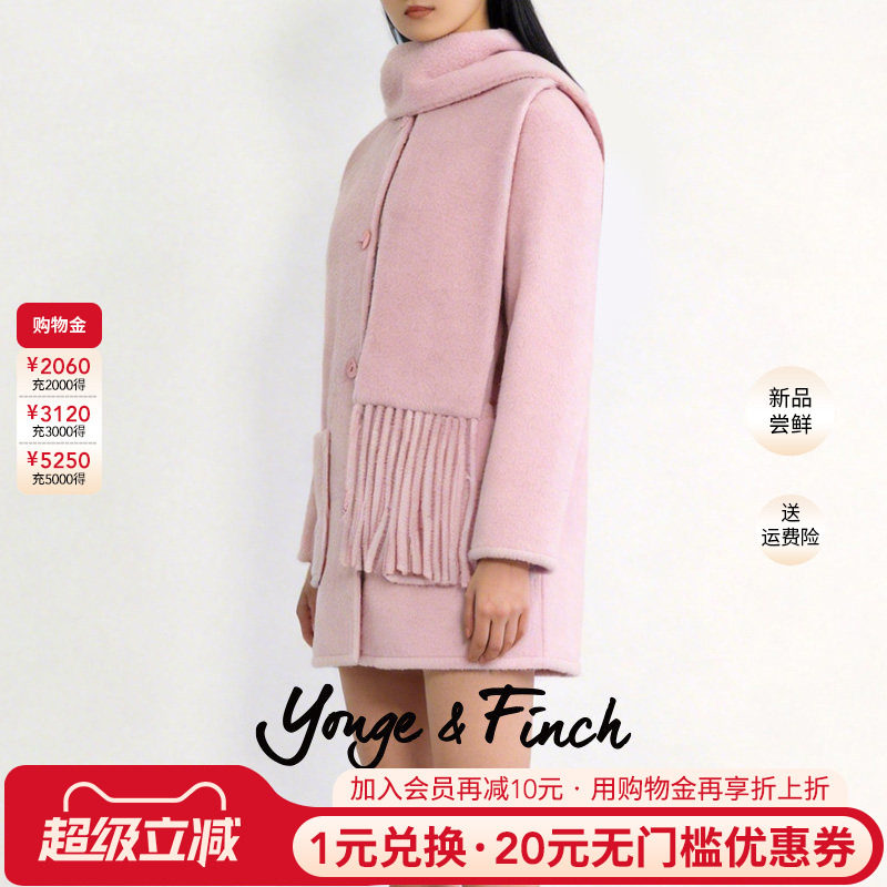 YongeFinch扬芬缇甜美保暖中长款单排扣毛妮外套秋冬上衣NEELIEY