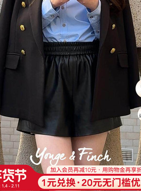 Yonge&Finch/扬芬缇2025秋款高腰显瘦百搭黑色休闲裤子短裤OKIRAY