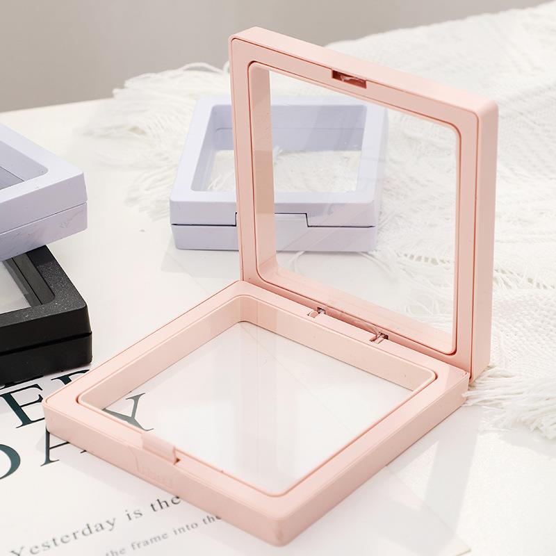 透明PE薄膜首饰收纳盒悬浮盒包装盒戒指项链手链饰品盒子展示架子