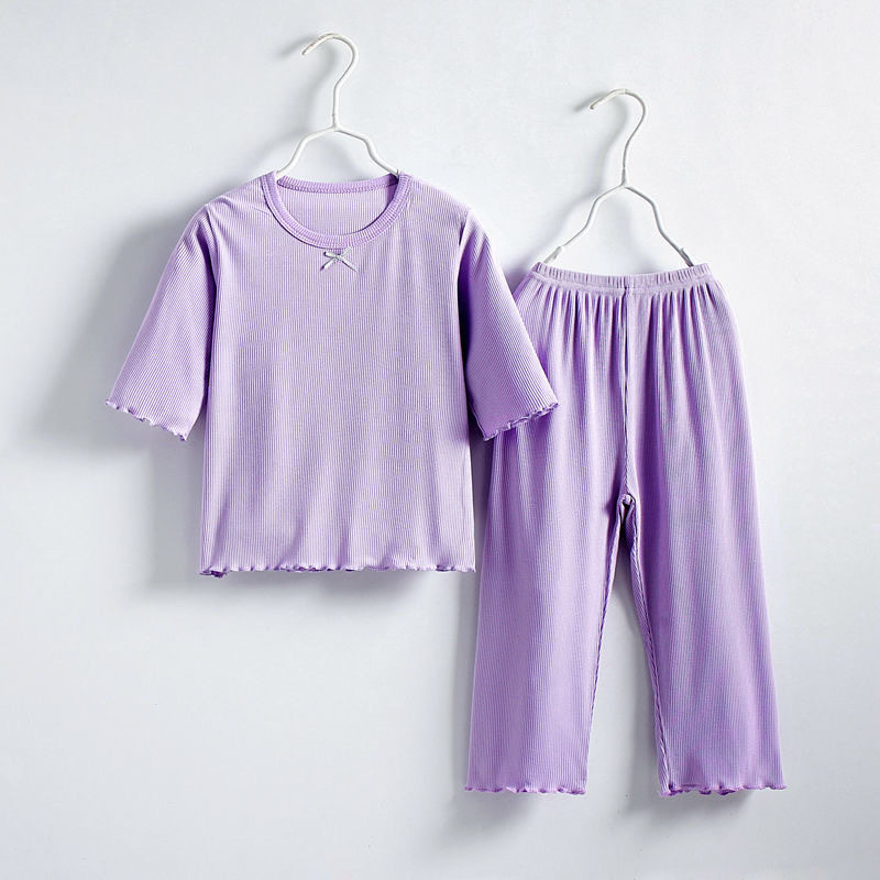 睡衣女童冰丝套装薄款儿童家居服夏季中小童空调服夏季新款女