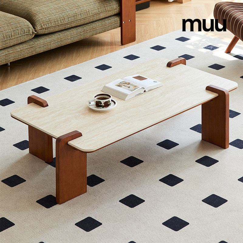 MUU实木茶几客厅家用小户型意式极简约岩板茶桌2024新款方形矮桌,住宅家具,茶几,淘宝优惠券,粉丝福利购,淘宝优惠卷