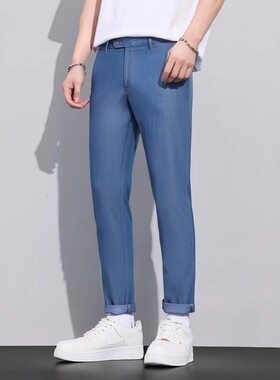 德国MEYER迈雅 夏季牛仔裤男裤全棉轻薄正品蓝色修身14160-VENICE