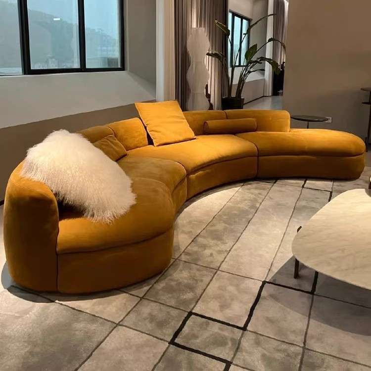 意式Baxter磨砂皮沙发弧形异形轻奢极简酒店客厅转角加贵妃小户型