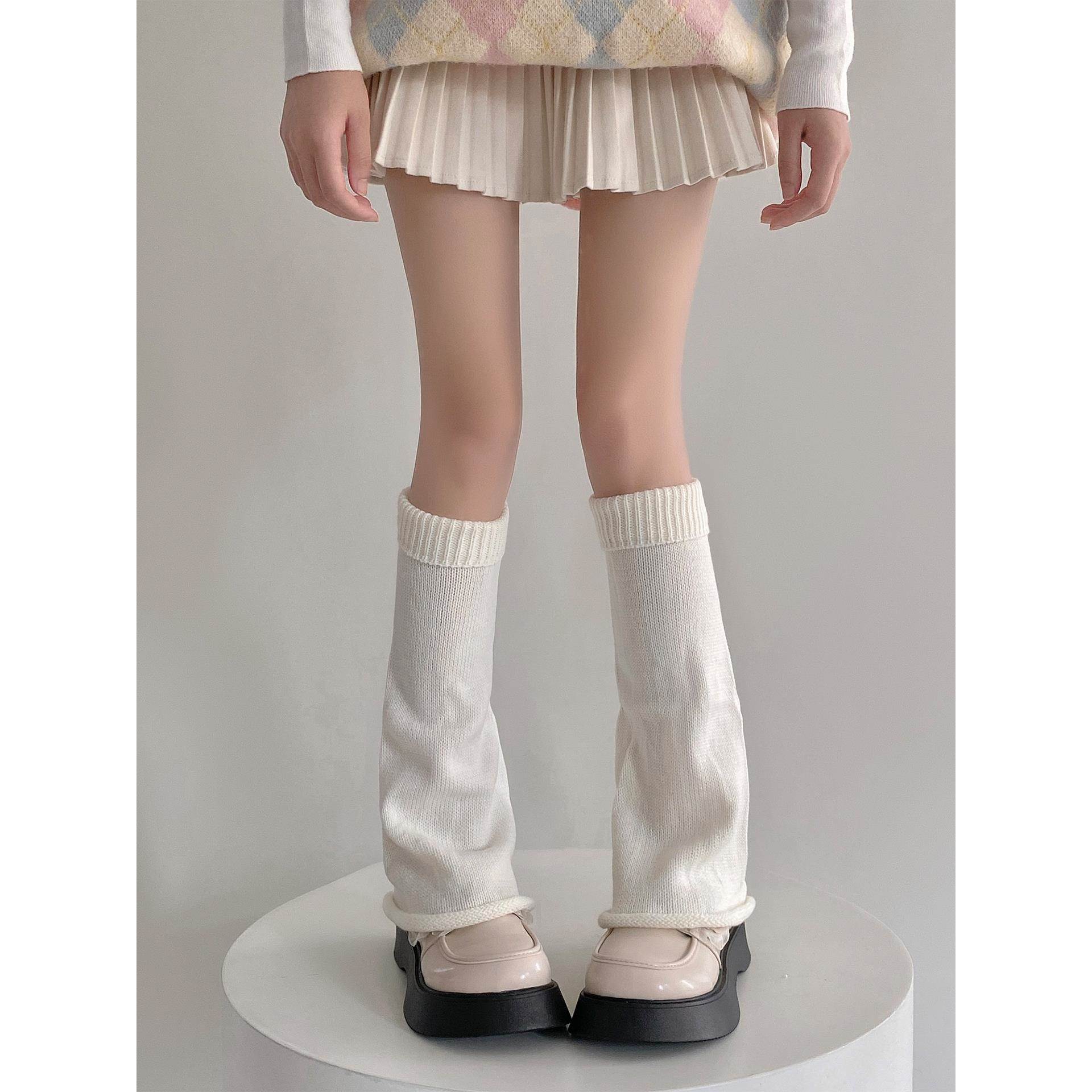 jk袜套白色针织堆堆长筒袜女y2k辣妹小腿袜子日系学院风中筒腿套