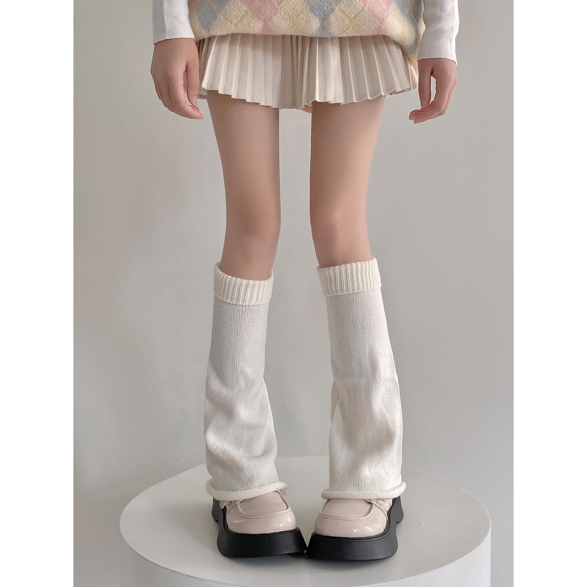 jk袜套白色针织堆堆长筒袜女y2k辣妹小腿袜子日系学院风中筒腿套