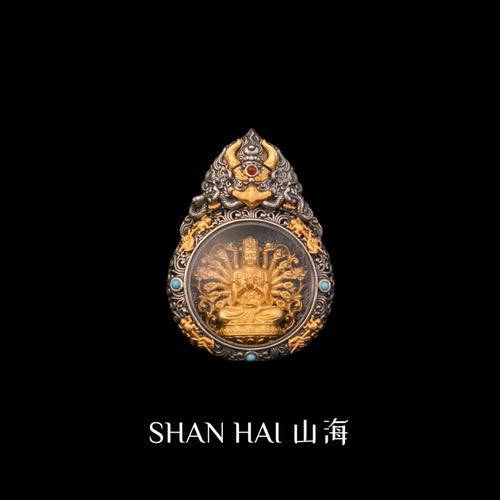 原创设计手工银饰复古做旧大鹏鸟嘎乌盒吊坠男女中国风礼物