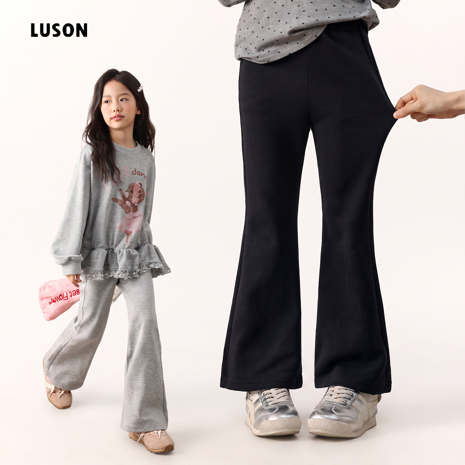 LUSON女童喇叭裤弹力透气图片