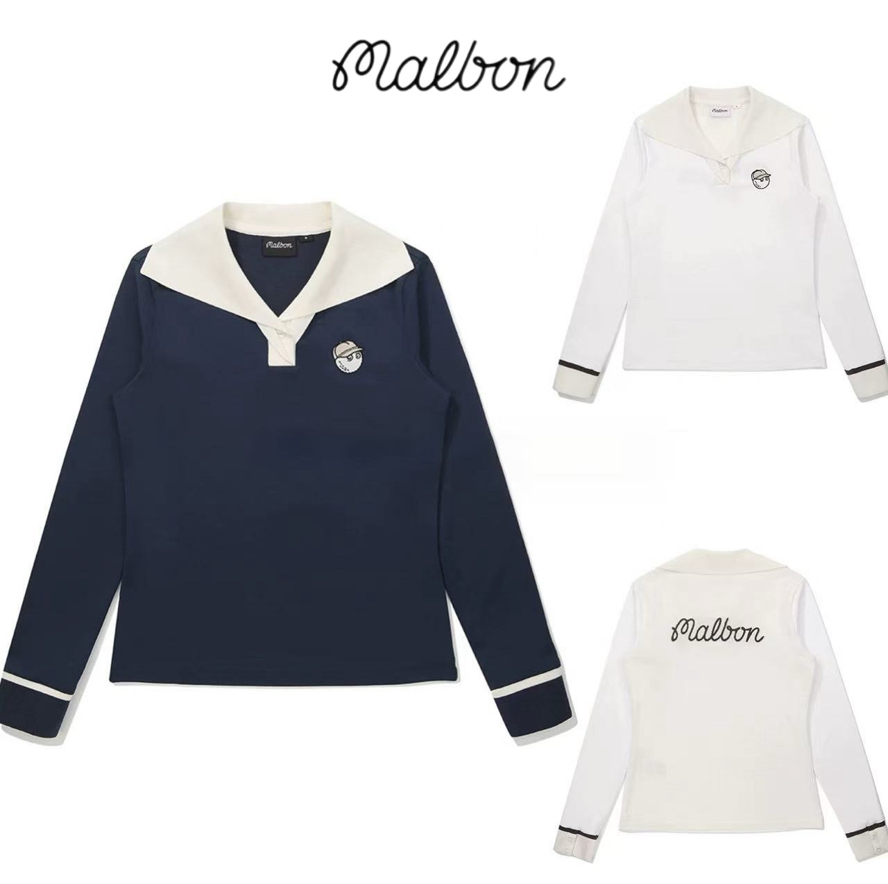 26春夏新款韩国MALBON高尔夫女装翻领运动休闲上衣冰丝长袖针织衫