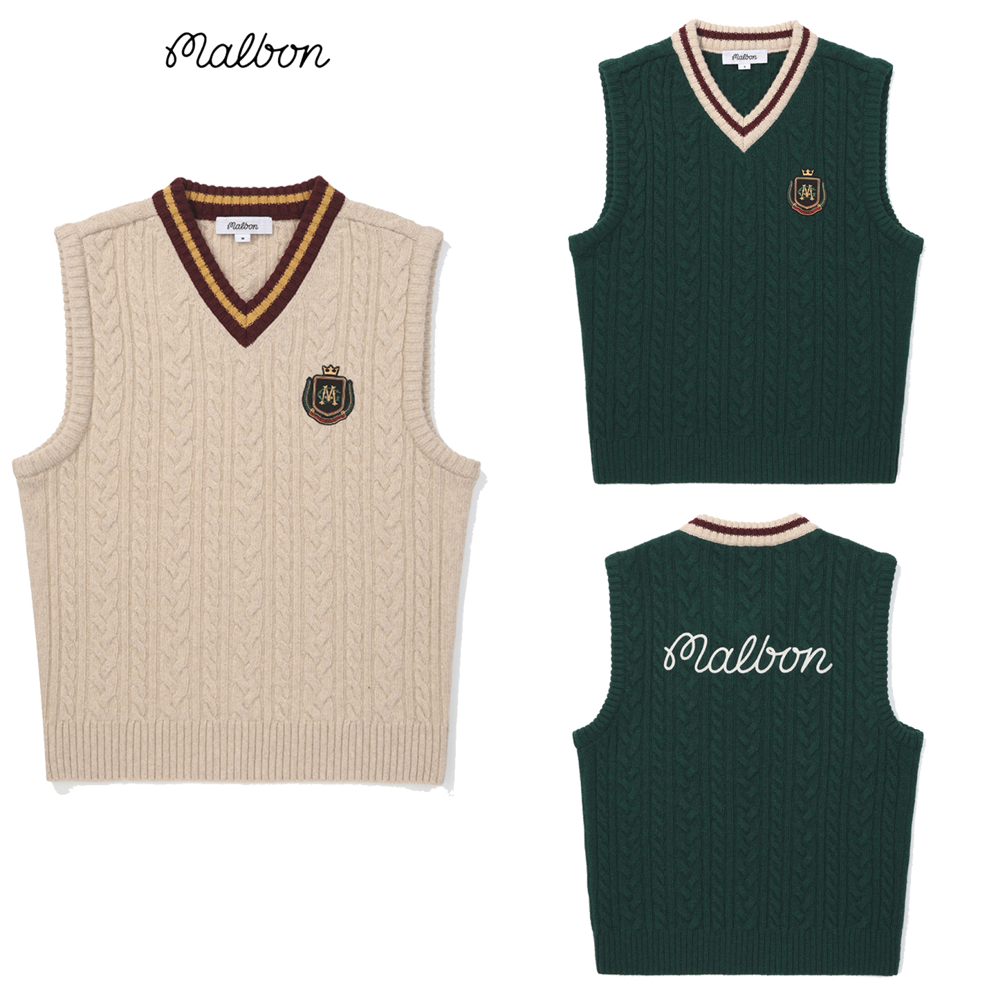 韩国MALBON高尔夫服装女25秋冬运动保暖轻奢时尚百搭V领针织背心