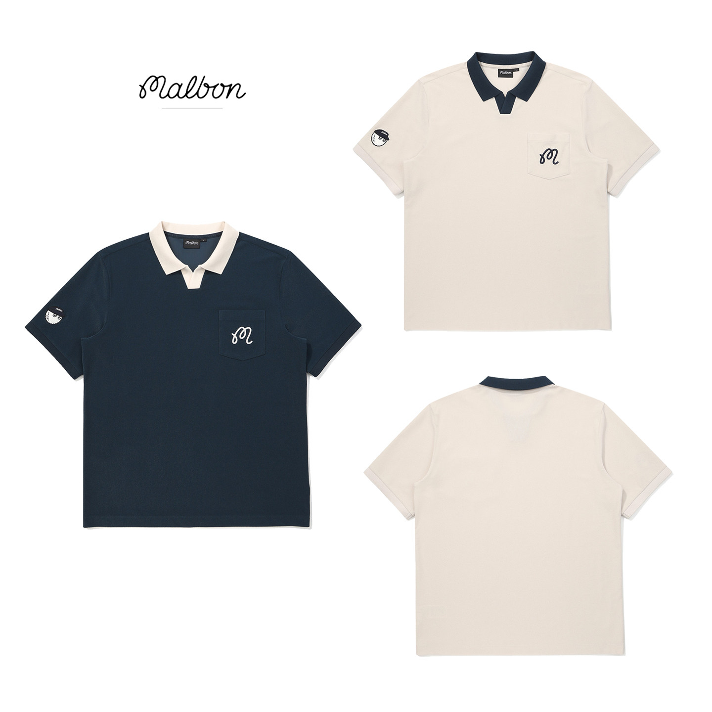 韩国MALBON高尔夫男装26春夏新款翻领运动上衣休闲百搭短袖T恤男