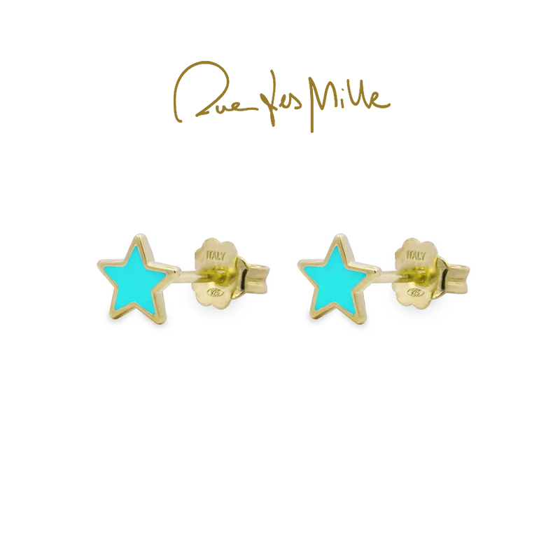 李沐宸同款 RuedesMille意大利设计绿松石色星星耳钉小众轻奢耳饰
