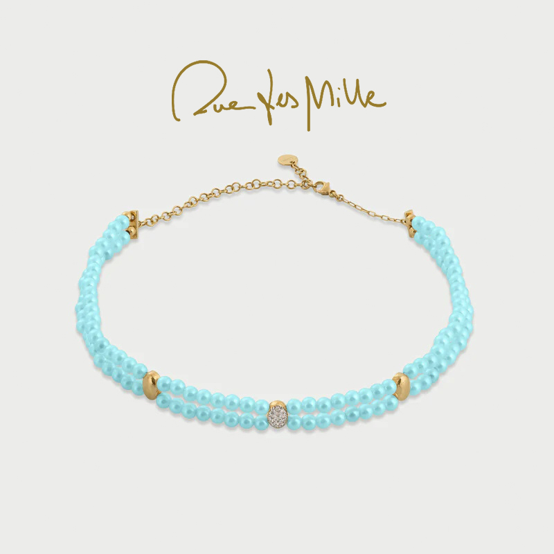 RuedesMille 绿松石双层项链女新中式国风锁骨链礼物GRZ029M1TAU