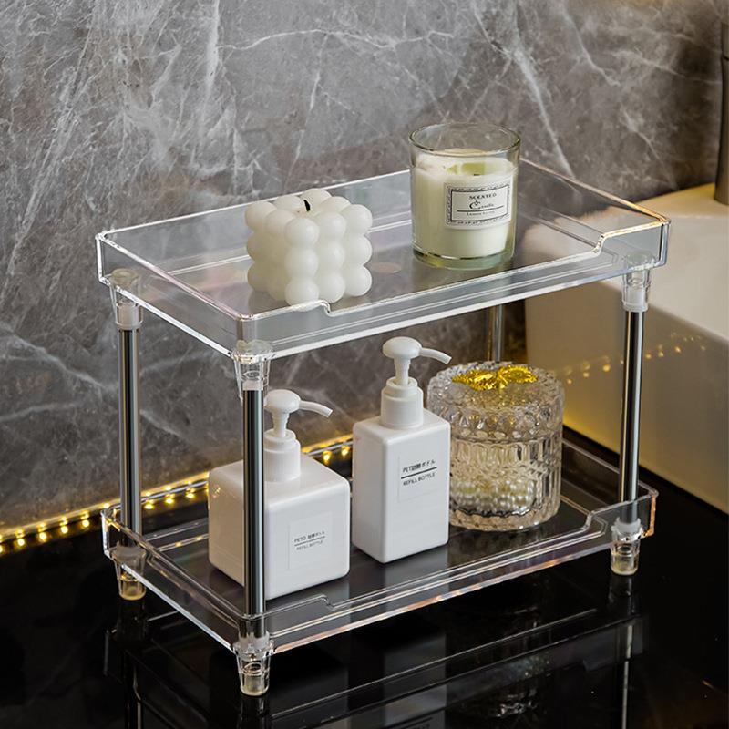 办公室桌面亚克力杯架浴室卫生间洗漱台置物架 化妆品透明收纳盒