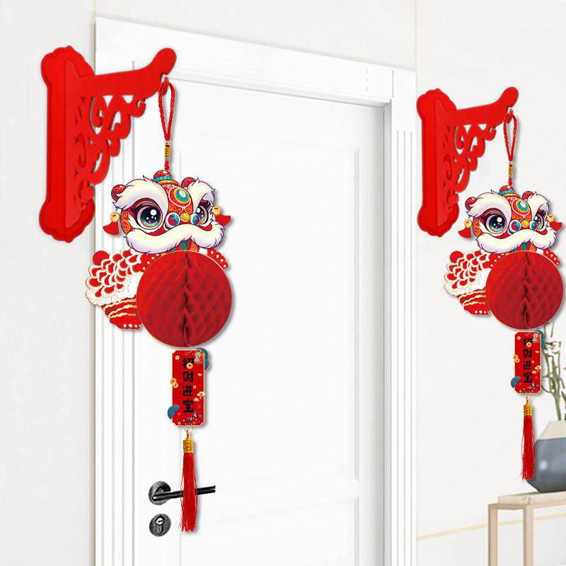 2026新年装饰双面彩印立体挂卡春节元旦年货灯笼挂件门店布置灯笼