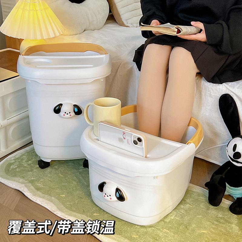 泡脚桶冬天家用宿舍女泡脚盆洗脚桶洗脚盆过小腿可爱高深桶带轮子