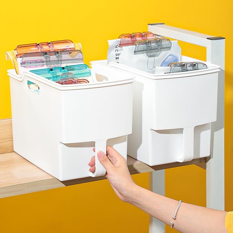 厨房高柜收纳盒顶柜带把手抽拉杂物置物篮分格调料五谷杂粮整理筐