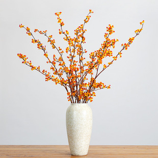 长枝仿真南蛇藤红果山归来野果金银柳家居软装橱窗店面插花年宵花