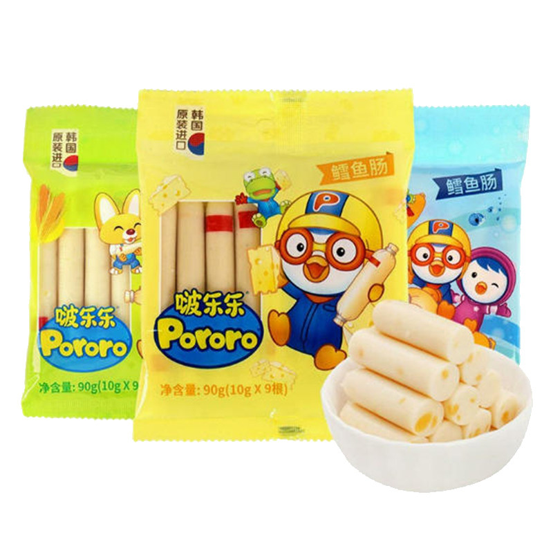 韩国啵乐乐Pororo鳕鱼肠宝噜噜鱼类零食小袋火腿肠宝露露鱼肉肠